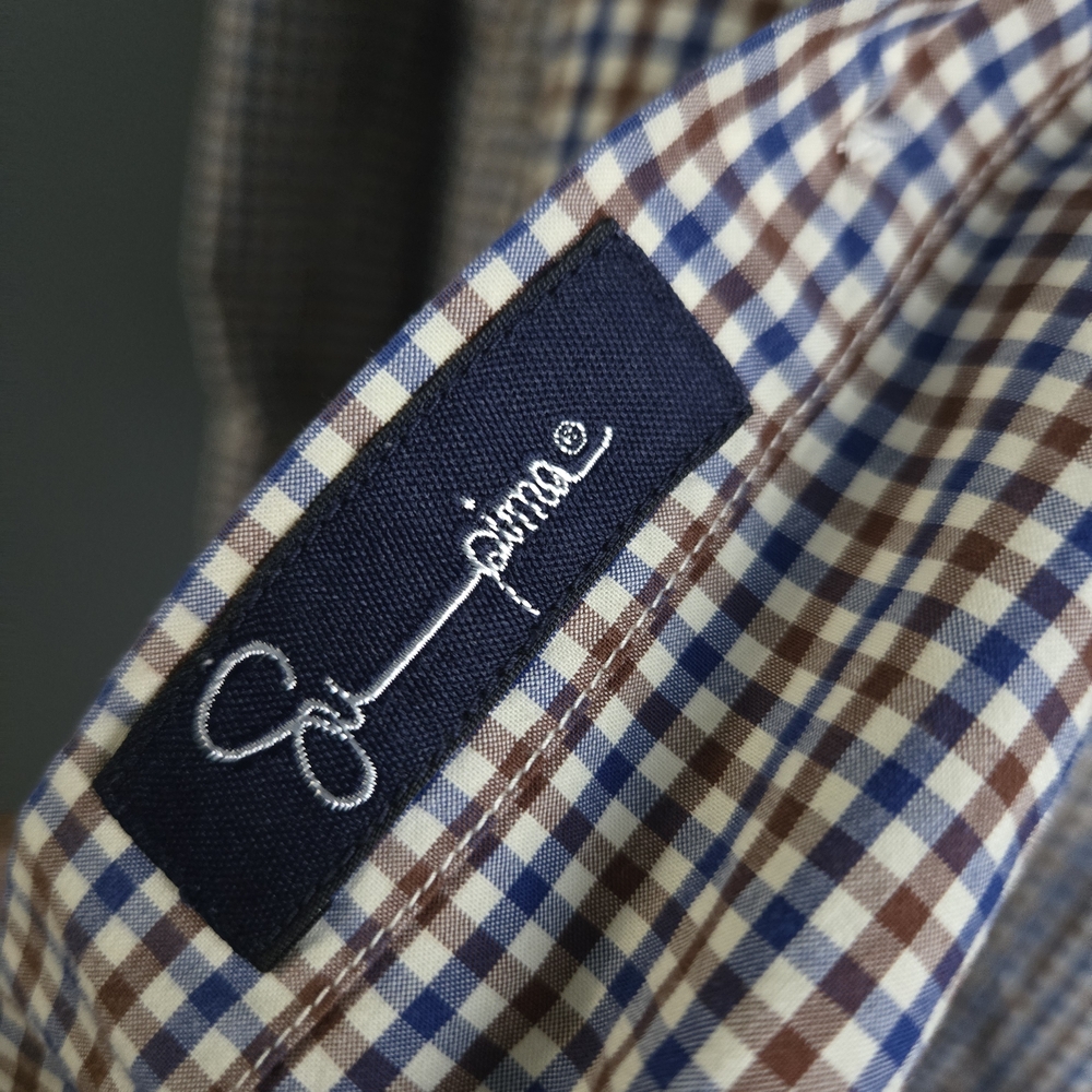Lands' End Men's XL Gingham Shirt - Navy And Brown - Picture 4 of 6